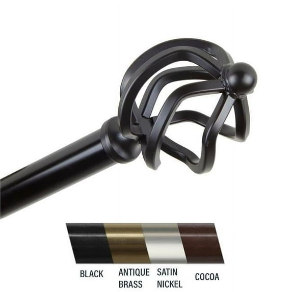 Central Design 4842-282 Giro 0.81 in. Curtain Rod, 28-48 in. - Black