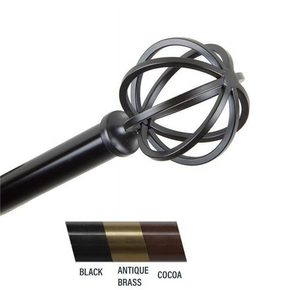 Central Design 4862-992 Crate 0.81 in. Curtain Rod, 120-170 in. - Black