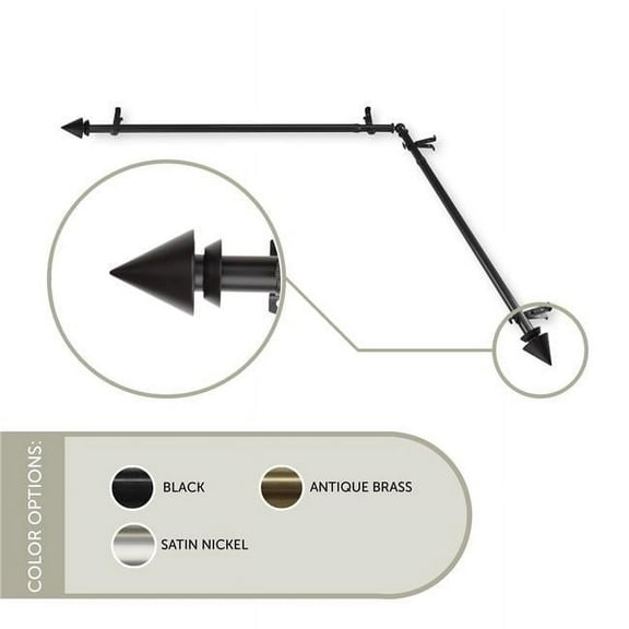Central Design 4865-284-CORNER 0.8125 in. Jacob Corner Window Curtain Rod with 28 to 48 in. Extension, Antique Brass