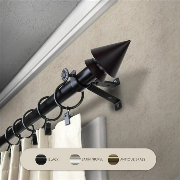 Central Design 4865-482 0.8125 in. Jacob Curtain Rod with 48 to 84 in. Extension, Black