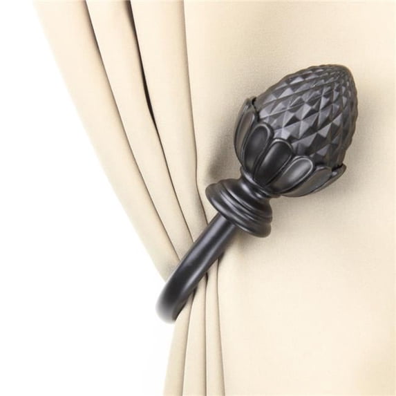 Central Design 4867-032 Opal Curtain Holdback Set, Black - Set of 2