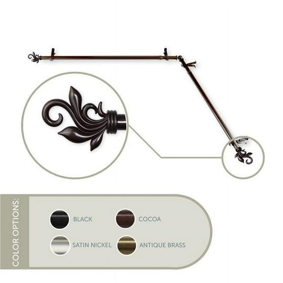 Central Design 4874-667-CORNER 0.8125 in. Giles Corner Window Curtain Rod with 66 to 120 in. Extension, Cocoa