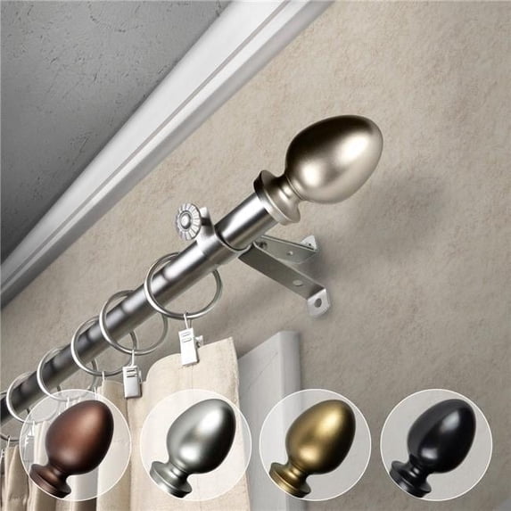 Central Design 4875-185 0.812 in. Dia. Faye Curtain Rod, Satin Nickel - 18-28 in.