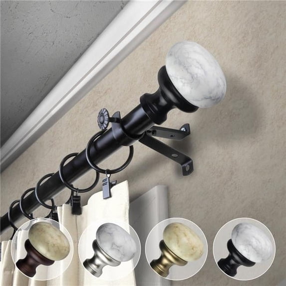 Central Design 4876-182 0.812 in. Dia. Creola Curtain Rod, Black - 18-28 in.
