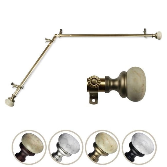 Central Design 4876-664-CORNER 0.812 in. Dia. Creola Corner Curtain Rod, Antique Brass - 66-120 in.