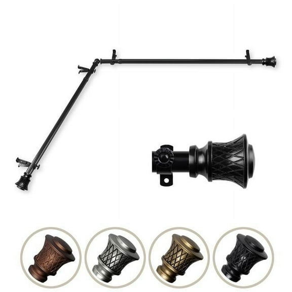 Central Design 4877-482-CORNER 0.812 in. Dia. Verena Corner Curtain Rod, Black - 48-84 in.