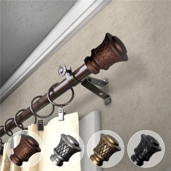 Central Design 4877-997 0.812 in. Dia. Verena Curtain Rod, Cocoa - 120-170 in.