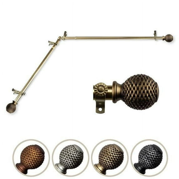 Central Design 4879-284-CORNER 0.812 in. Dia. Vanna Corner Curtain Rod, Antique Brass - 28-48 in.