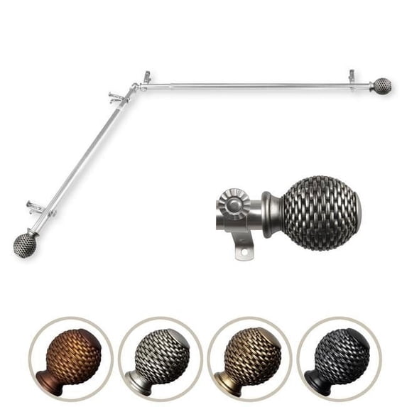 Central Design 4879-285-CORNER 0.812 in. Dia. Vanna Corner Curtain Rod, Satin Nickel - 28-48 in.