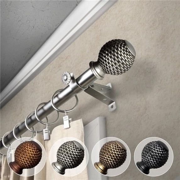 Central Design 4879-665 0.812 in. Dia. Vanna Curtain Rod, Satin Nickel - 66-120 in.