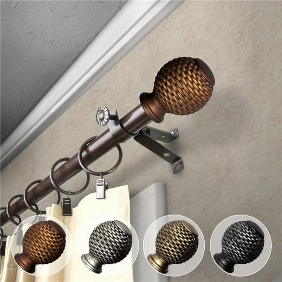 Central Design 4879-997 0.812 in. Dia. Vanna Curtain Rod, Cocoa - 120-170 in.