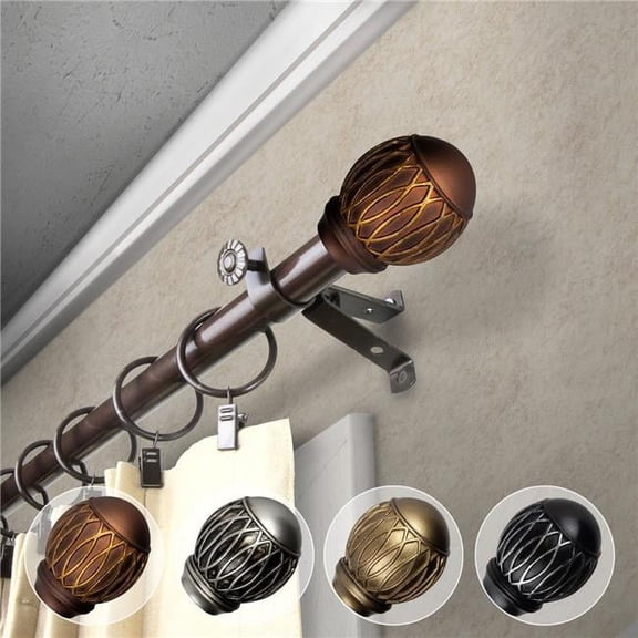 Central Design 4880-184 0.812 in. Dia. Denny Curtain Rod, Antique Brass - 18-28 in.
