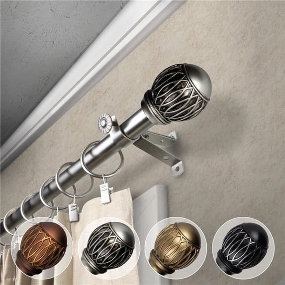 Central Design 4880-995 0.812 in. Dia. Denny Curtain Rod, Satin Nickel - 120-170 in.