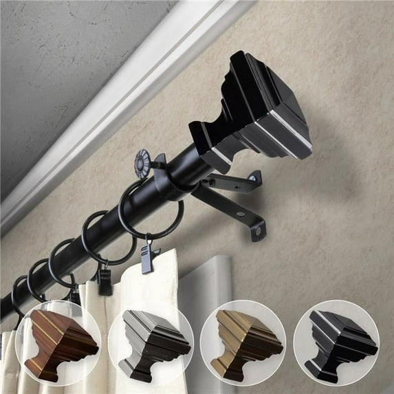 Central Design 4881-182 0.812 in. Dia. Kira Curtain Rod, Black - 18-28 in.