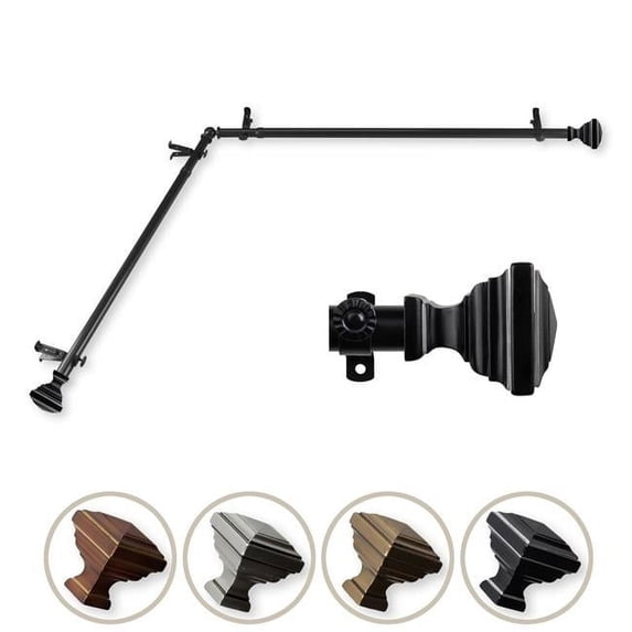 Central Design 4881-482-CORNER 0.812 in. Dia. Kira Corner Curtain Rod, Black - 48-84 in.
