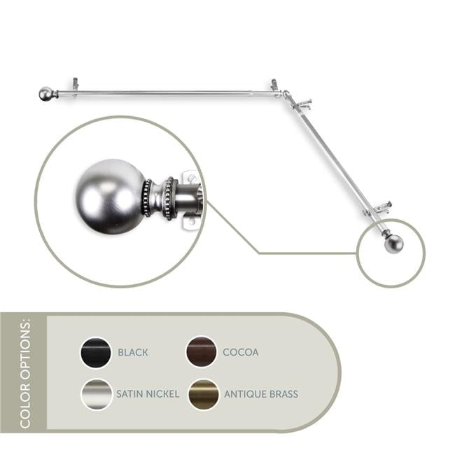 Central Design 4883-665-CORNER 0.8125 in. Julian Corner Window Curtain Rod with 66 to 120 in. Extension, Satin Nickel