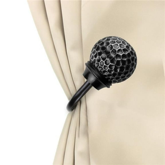 Central Design 4885-032 Nicholson Curtain Holdback Set, Black - Set of 2