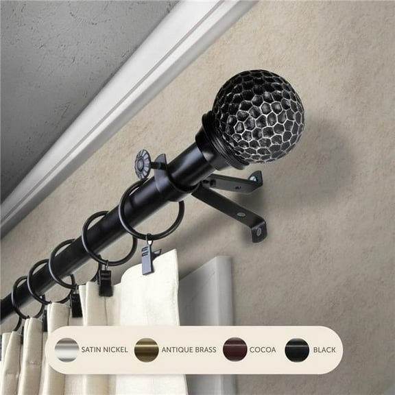 Central Design 4885-282 0.8125 in. Nicholson Curtain Rod with 28 to 48 in. Extension, Black