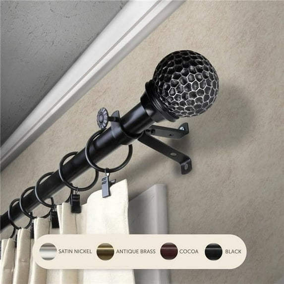 Central Design 4885-662 0.8125 in. Nicholson Curtain Rod with 66 to 120 in. Extension, Black