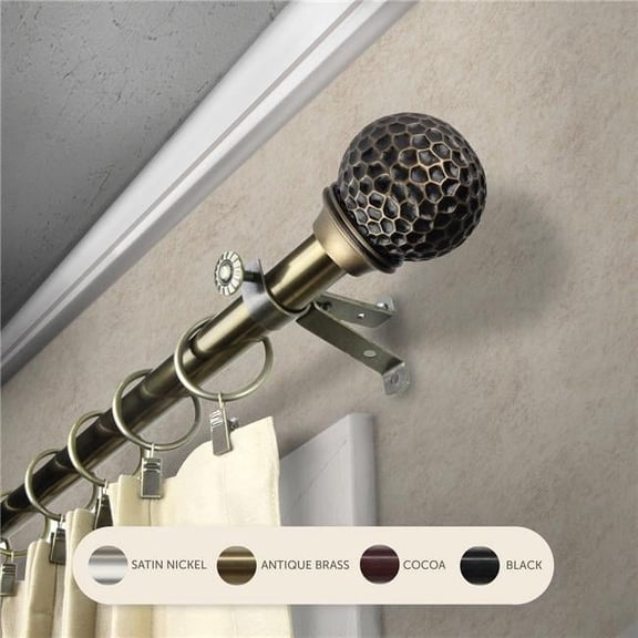 Central Design 4885-664 0.8125 in. Nicholson Curtain Rod with 66 to 120 in. Extension, Antique Brass
