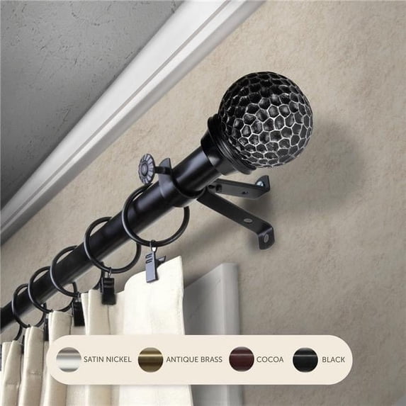 Central Design 4885-992 0.8125 in. Nicholson Curtain Rod with 120 to 170 in. Extension, Black