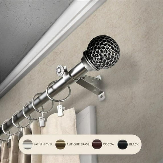 Central Design 4885-995 0.8125 in. Nicholson Curtain Rod with 120 to 170 in. Extension, Satin Nickel