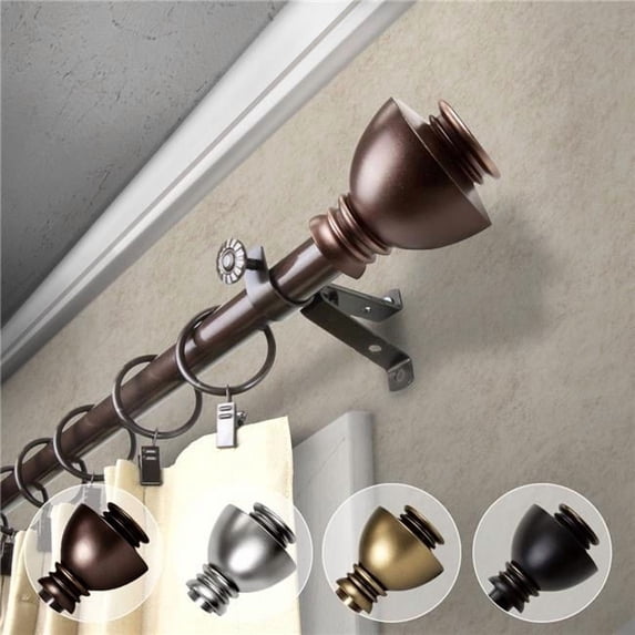 Central Design 4886-187 0.812 in. Dia. Kingsly Curtain Rod, Cocoa - 18-28 in.