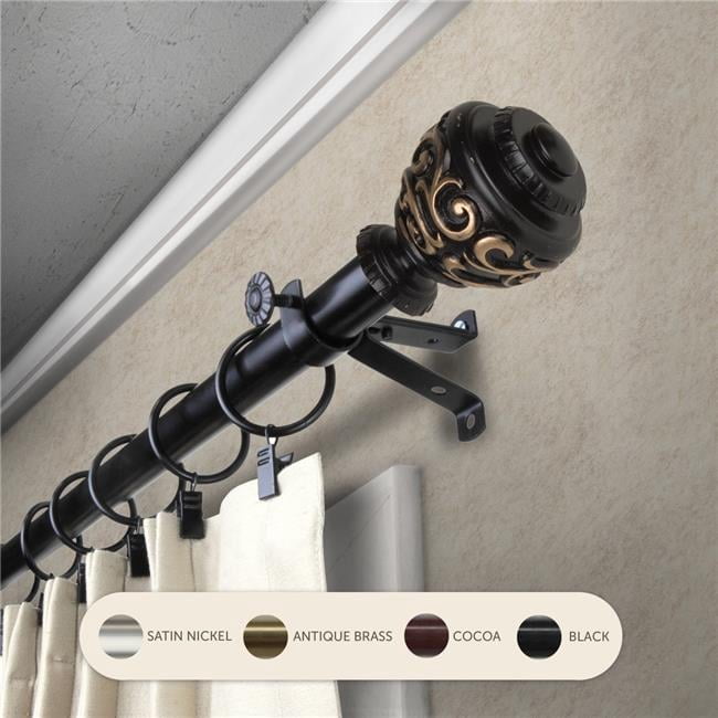 Central Design 4889-282 0.8125 in. Harmony Curtain Rod with 28 to 48 in. Extension, Black