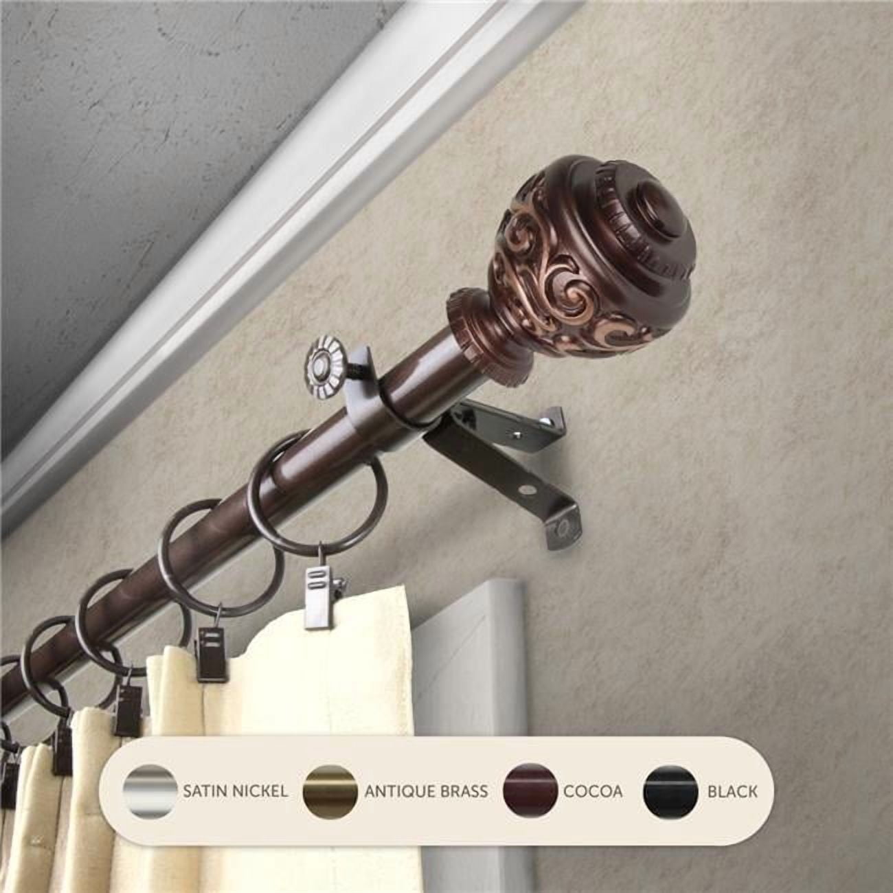 Central Design 4889-287 0.8125 in. Harmony Curtain Rod with 28 to 48 in. Extension, Cocoa
