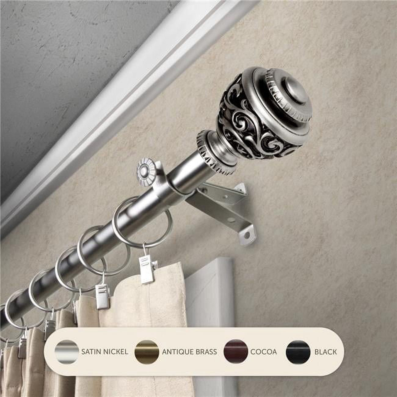 Central Design 4889-485 0.8125 in. Harmony Curtain Rod with 48 to 84 in. Extension, Satin Nickel