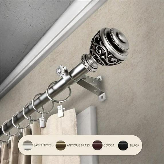 Central Design 4889-995 0.8125 in. Harmony Curtain Rod with 120 to 170 in. Extension, Satin Nickel