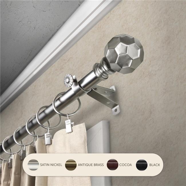 Central Design 4890-665 0.8125 in. Remi Curtain Rod with 66 to 120 in. Extension, Satin Nickel