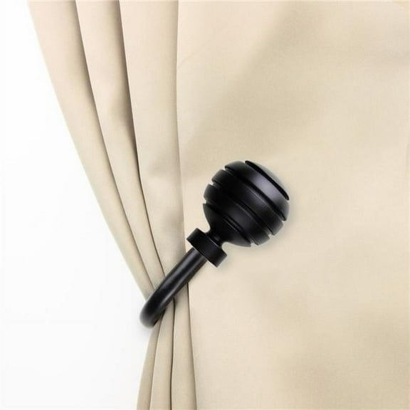 Central Design 4891-032 Louise Curtain Holdback Set, Black - Set of 2