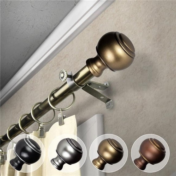 Central Design 4898-284 0.812 in. Dia. Hal Curtain Rod, Antique Brass - 28-48 in.