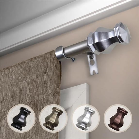 Central Design 5713-185 0.625 in. Dia. Nolan Curtain Rod, Satin Nickel - 18-28 in.