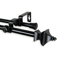Central Design 5714-842D 0.625 in. Dia. Gavin Double Curtain Rod, Black - 84-120 in.