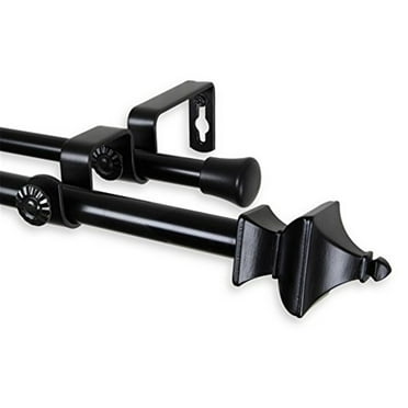 Central Design 5714-842D 0.625 in. Dia. Gavin Double Curtain Rod, Black - 84-120 in.