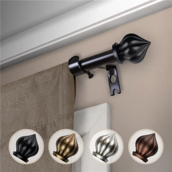 Central Design 5716-482 0.625 in. Dia. Meda Curtain Rod, Black - 48-84 in.