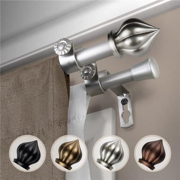 Central Design 5716-845D 0.625 in. Dia. Meda Double Curtain Rod, Satin Nickel - 84-120 in.