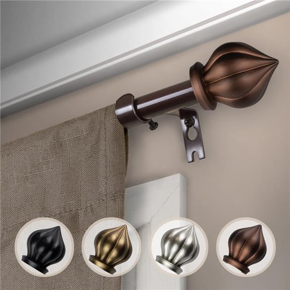 Central Design 5716-847 0.625 in. Dia. Meda Curtain Rod, Cocoa - 84-120 in.