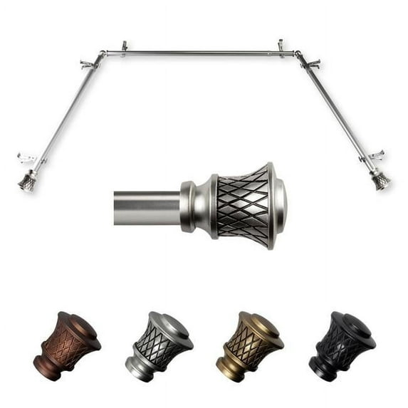 Central Design ABay-77-5 0.812 in. Dia. Verena Bay Window Curtain Rod, Satin Nickel