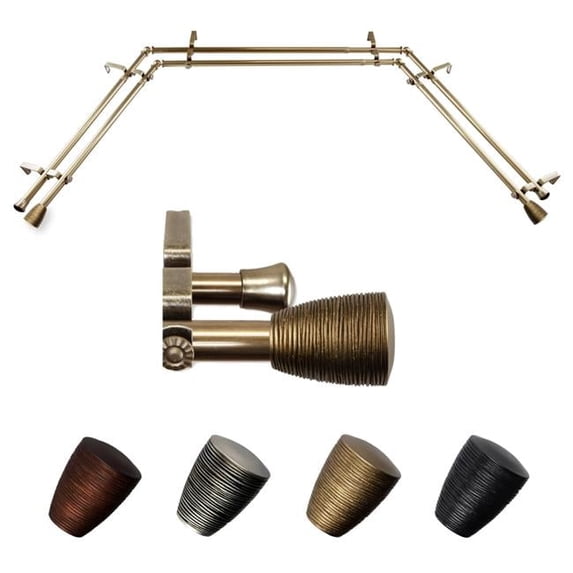 Central Design ABay-78-4D 0.812 in. Dia. Anya Bay Window Double Curtain Rod, Antique Brass