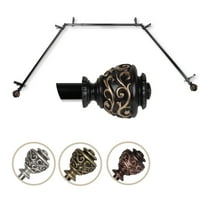 Central Design ABay-89-2 0.8125 in. Harmony Bay Window Curtain Rod with Side Rod Extends Upto 20 to 36 in. & Center Rod Extends Upto 38 to 72 in., Black