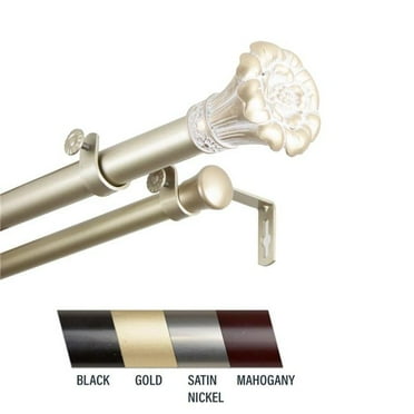Central Design  Flora 1 in. Double Curtain Rod, 120-170 in. - Gold
