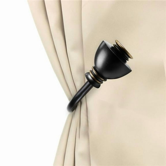Central Design 4886-032 Kingsly Curtain Holdback Set, Black - Set of 2