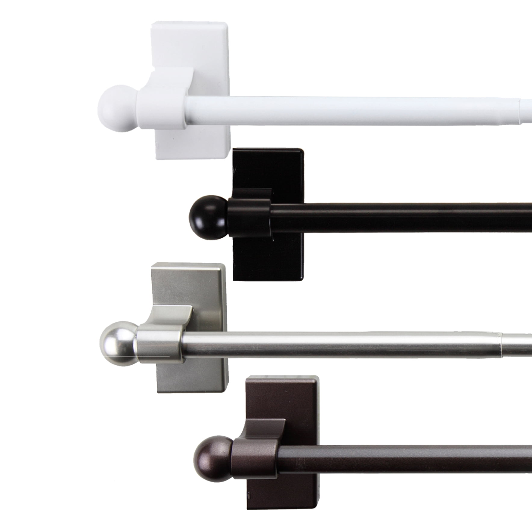 Central Design Products Steel 0.44" Modern Magnetic Curtain Rod, White