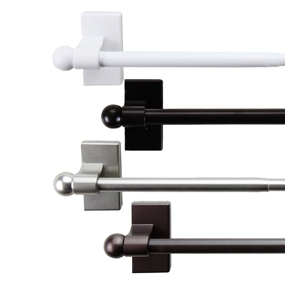 Central Design Products Steel 0.44" Modern Magnetic Curtain Rod, White