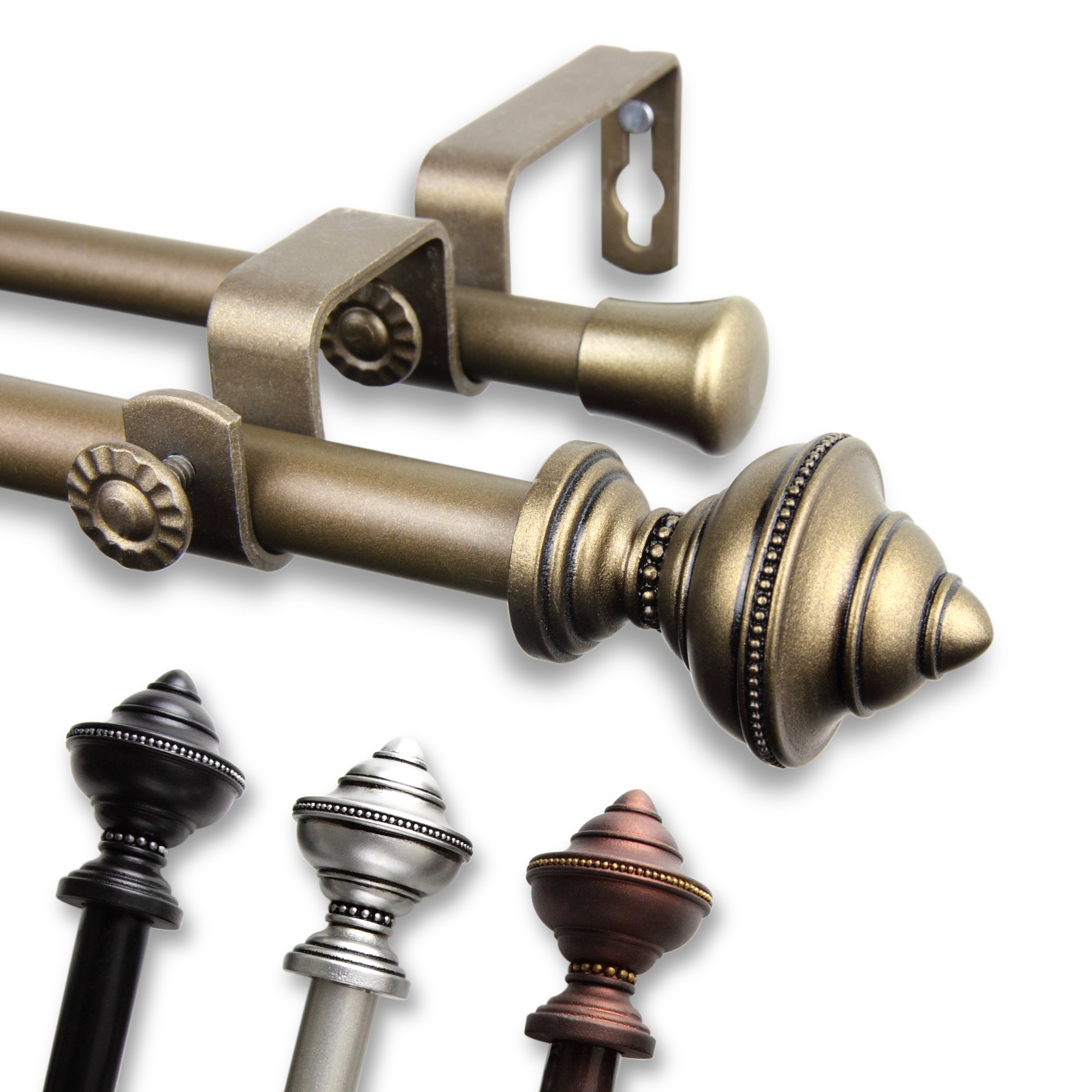 Central Design Products Steel 0.62" Modern Double Curtain Rod, Brown