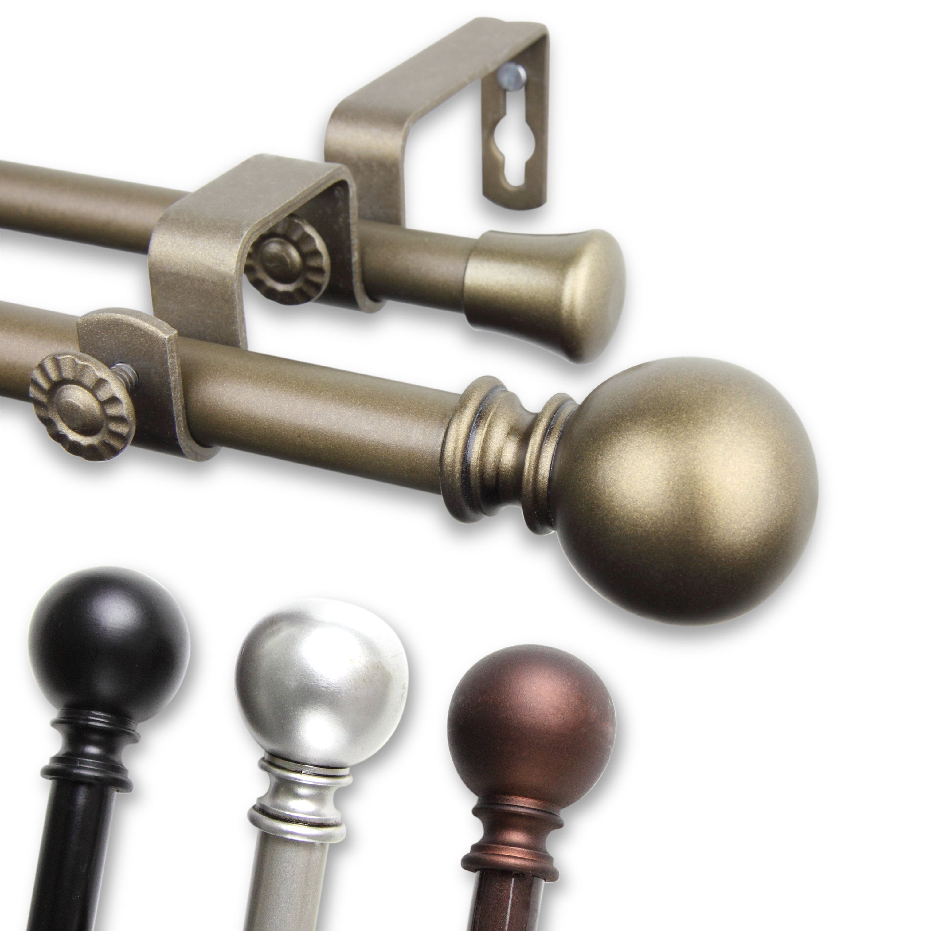 Central Design Products Steel 0.62" Modern Double Curtain Rod, Gold