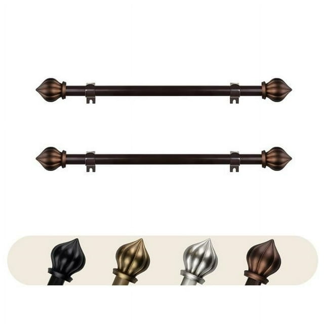 Central Design SIDE063-16-7 0.625 in. Dia. Meda Side Curtain Rod, Cocoa - 12-20 in. - Set of 2